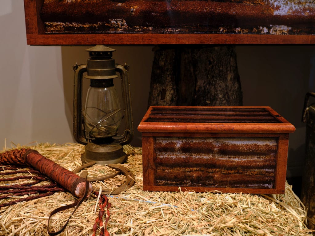 Wooden Box and Lamp Funeral Display In Gold Coast