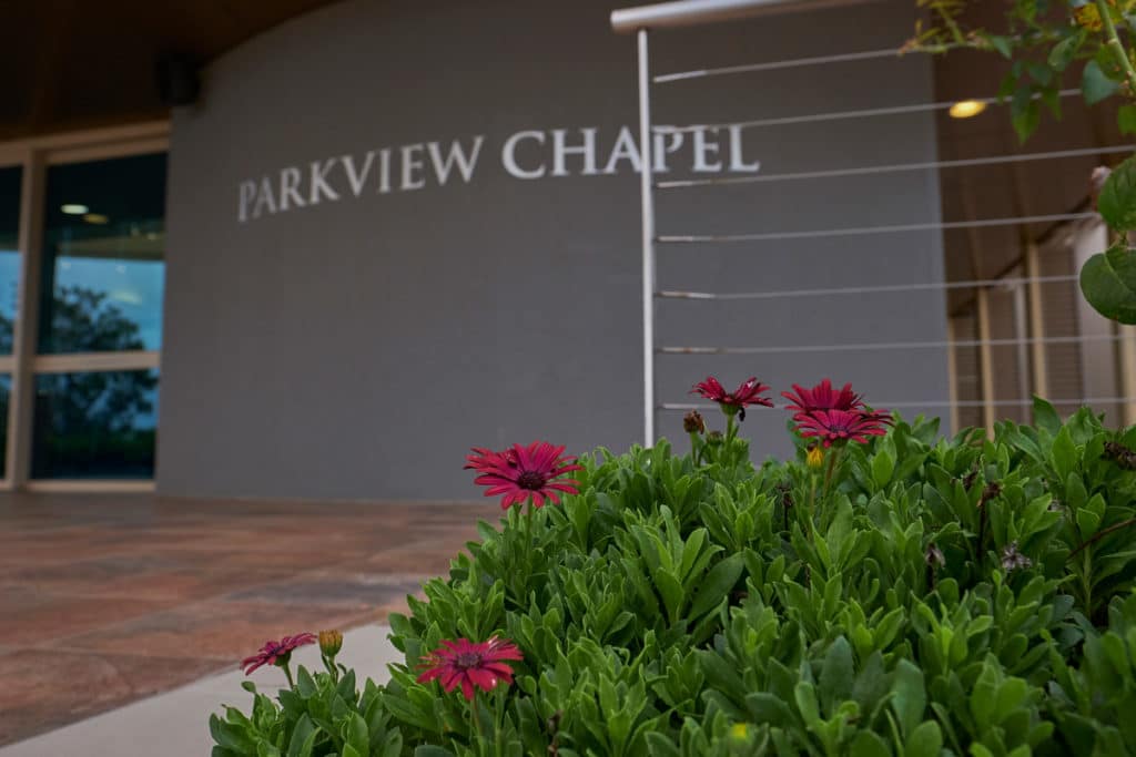 The entry and flowers at the Allambe Parkview Chapel